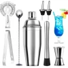 Shaker-Shaker Cocktail-Kit Cocktail-Accessoar för professionell bartender - Rostfritt stål - 750 ml - 8 PCS - För hemmet, baren, festen