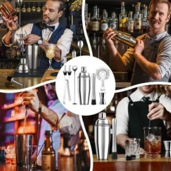 Shaker-Shaker Cocktail-Kit Cocktail-Accessoar för professionell bartender - Rostfritt stål - 750 ml - 8 PCS - För hemmet, baren, festen