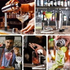 Shaker-Shaker Cocktail-Kit Cocktail-Accessoar för professionell bartender - Rostfritt stål - 750 ml - 8 PCS - För hemmet, baren, festen