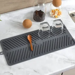 Silikon Dräneringsdyna Multifunktionell Vattentät Hopfällbar Värmebeständig Tjockare Silikon Disktorkmatta för Köksbar