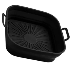 Silikon fritös liners Set - 8 tum fyrkantig, förtjockad & vikbar, luktfri - svart