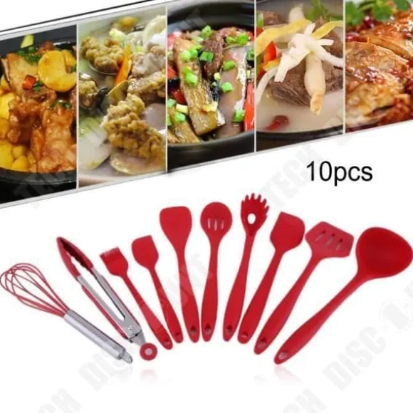 Silikon Köksredskap - TD® - Set med 10 st - Röd - Hög Temperatur - Praktisk
