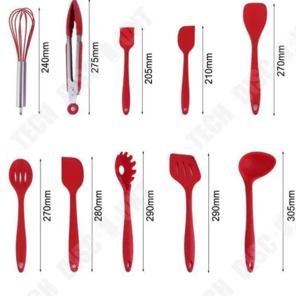 Silikon Köksredskap - TD® - Set med 10 st - Röd - Hög Temperatur - Praktisk
