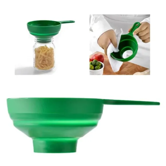 Silikon Kökstratt Hopfällbar Multifunktionell Kökstratt med bred mun Grön