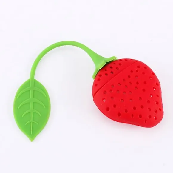 Silikon Kreativ Jordgubbsformad Tebladsil Örtkrydda Infuserfilter