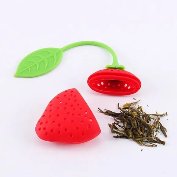Silikon Kreativ Jordgubbsformad Tebladsil Örtkrydda Infuserfilter