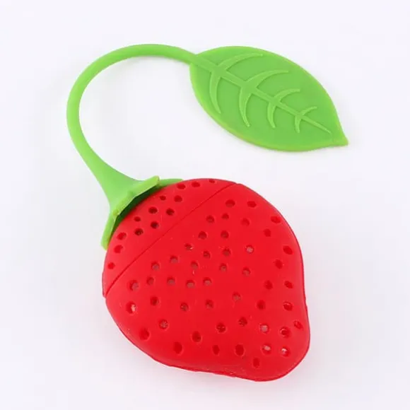 Silikon Kreativ Jordgubbsformad Tebladsil Örtkrydda Infuserfilter