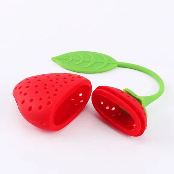 Silikon Kreativ Jordgubbsformad Tebladsil Örtkrydda Infuserfilter