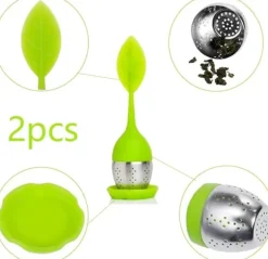 Silikon lösa teblad, Tesil med droppbricka ingår - Bästa tesilen med modern bladdesign (2 st)