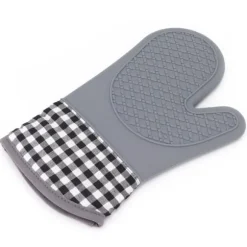 Silikon- och bomullsvantar Värmebeständiga handskar Ugnsvantar för Hemkök Bageri Hotell