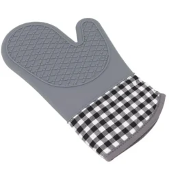 Silikon- och bomullsvantar Värmebeständiga handskar Ugnsvantar för Hemkök Bageri Hotell