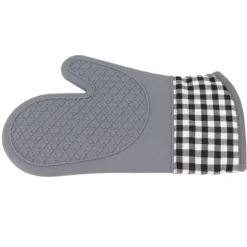 Silikon- och bomullsvantar Värmebeständiga handskar Ugnsvantar för Hemkök Bageri Hotell