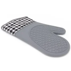 Silikon- och bomullsvantar Värmebeständiga handskar Ugnsvantar för Hemkök Bageri Hotell