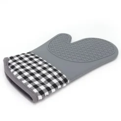 Silikon- och bomullsvantar Värmebeständiga handskar Ugnsvantar för Hemkök Bageri Hotell