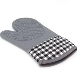 Silikon- och bomullsvantar Värmebeständiga handskar Ugnsvantar för Hemkök Bageri Hotell