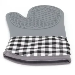 Silikon- och bomullsvantar Värmebeständiga handskar Ugnsvantar för Hemkök Bageri Hotell