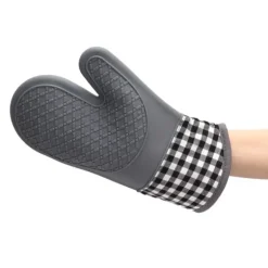 Silikon- och bomullsvantar Värmebeständiga handskar Ugnsvantar för Hemkök Bageri Hotell