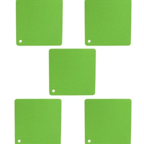 Silikon värmebeständig anti-halk underläggsmatta för köksbänk - 5 st Green Honeycomb Hot Pads