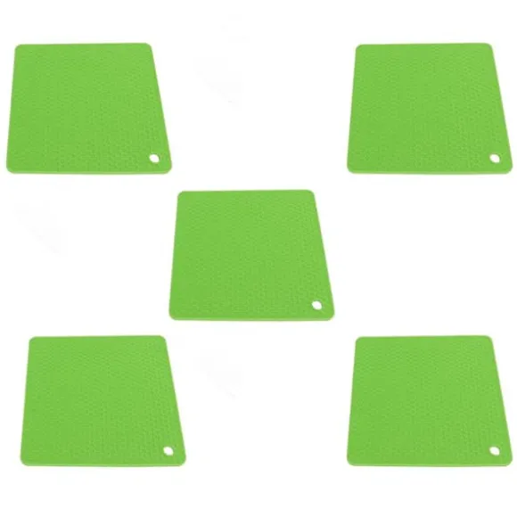 Silikon värmebeständig anti-halk underläggsmatta för köksbänk - 5 st Green Honeycomb Hot Pads