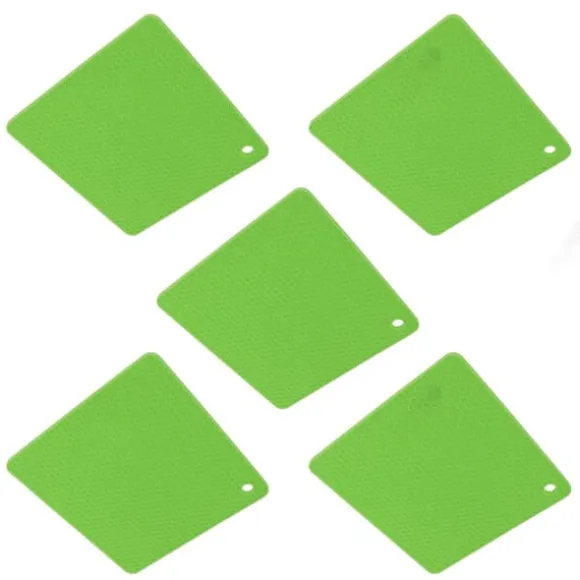 Silikon värmebeständig anti-halk underläggsmatta för köksbänk - 5 st Green Honeycomb Hot Pads