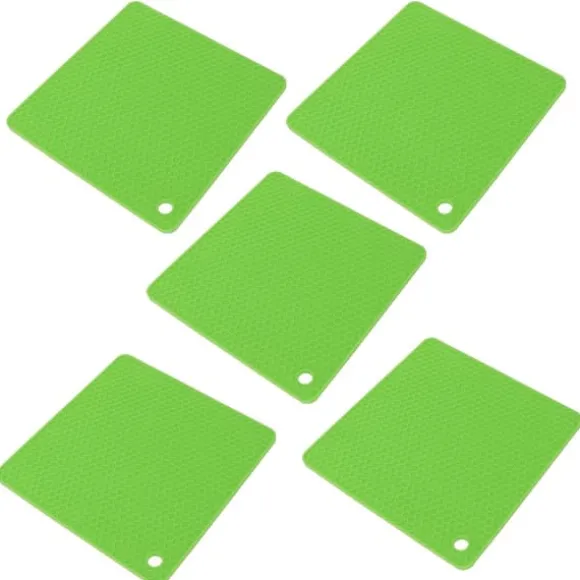Silikon värmebeständig anti-halk underläggsmatta för köksbänk - 5 st Green Honeycomb Hot Pads