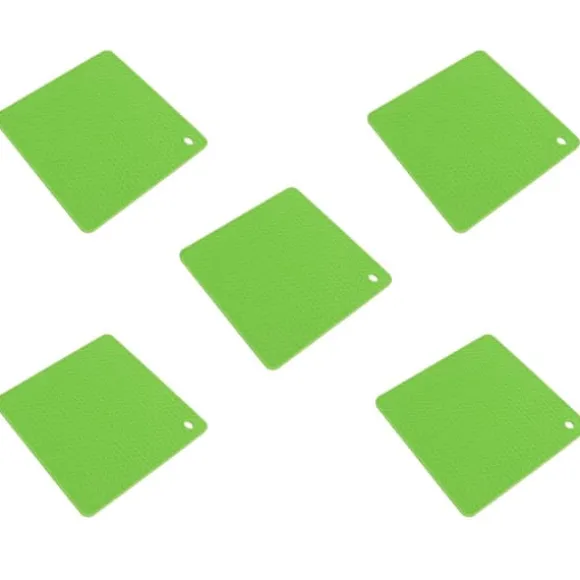 Silikon värmebeständig anti-halk underläggsmatta för köksbänk - 5 st Green Honeycomb Hot Pads