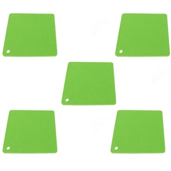 Silikon värmebeständig anti-halk underläggsmatta för köksbänk - 5 st Green Honeycomb Hot Pads