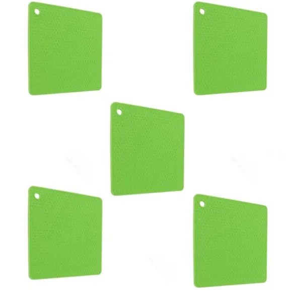 Silikon värmebeständig anti-halk underläggsmatta för köksbänk - 5 st Green Honeycomb Hot Pads