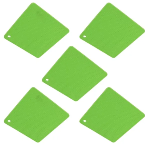 Silikon värmebeständig anti-halk underläggsmatta för köksbänk - 5 st Green Honeycomb Hot Pads