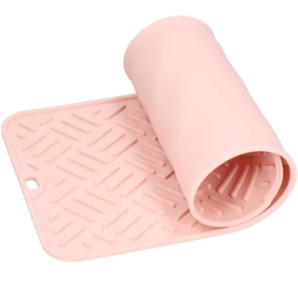Silikon Värmeisoleringsdyna Skrivbord Anti-Skolning Vattentät Silikondyna för Hemkök (Rosa, 45x20cm)