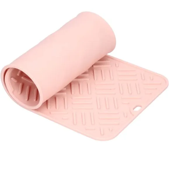 Silikon Värmeisoleringsdyna Skrivbord Anti-Skolning Vattentät Silikondyna för Hemkök (Rosa, 45x20cm)