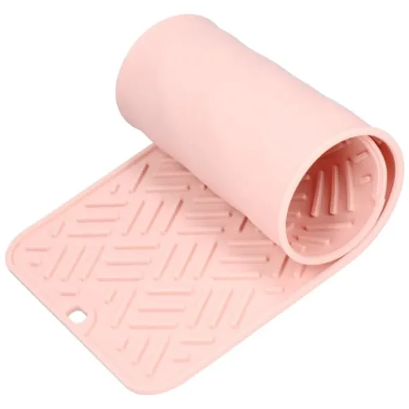 Silikon Värmeisoleringsdyna Skrivbord Anti-Skolning Vattentät Silikondyna för Hemkök (Rosa, 45x20cm)