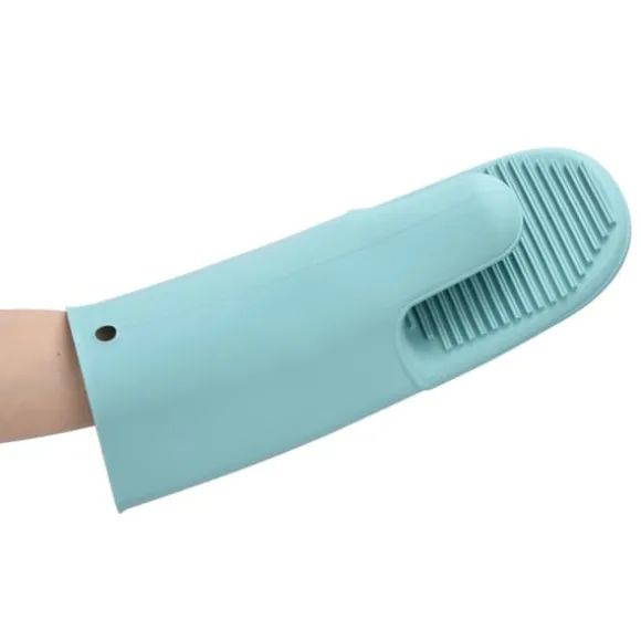 Silikon Värmeisoleringshandskar Förtjockade Anti-Slip Ugnsvantar Handskar för mikrovågsgrillNordic Green