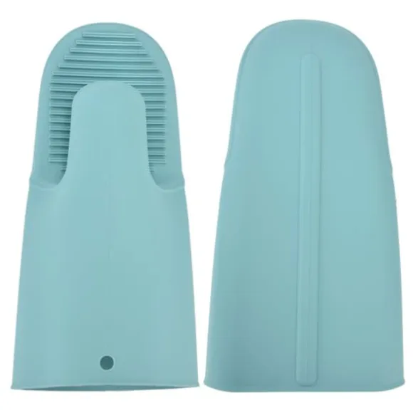 Silikon Värmeisoleringshandskar Förtjockade Anti-Slip Ugnsvantar Handskar för mikrovågsgrillNordic Green
