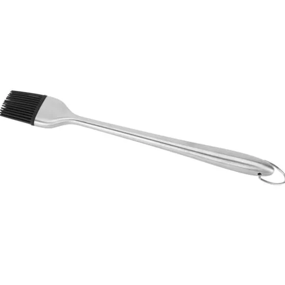 Silikonborste Handtag i rostfritt stål Högtemperaturbeständigt köksbakning Grillsås OljeborsteIhåligt handtag Runt huvud L