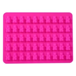 Silikonchokladbjörnform - 50 hålrum, gör-det-själv hantverksbricka, godisframställningsform, rosröd