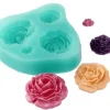 Silikonform för sockerpasta 3D ROSE 4 st