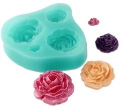 Silikonform för sockerpasta 3D ROSE 4 st