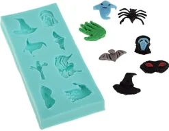 Silikonform för sockerpasta Halloween spökspindel fladdermus