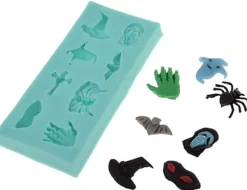 Silikonform för sockerpasta Halloween spökspindel fladdermus