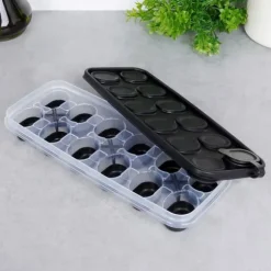 Silikoniskubform för infrysning av isbitar med lock