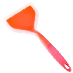 Silikonpannkakor Spade Flexibel Plattbottnad Bred Spatel Turner Genomskinlig Orange