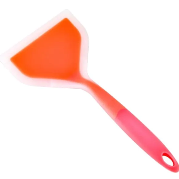 Silikonpannkakor Spade Flexibel Plattbottnad Bred Spatel Turner Genomskinlig Orange