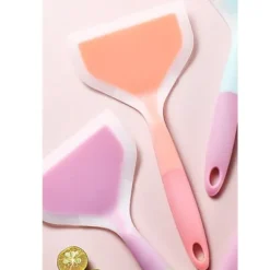 Silikonpannkakor Spade Flexibel Plattbottnad Bred Spatel Turner Genomskinlig Orange