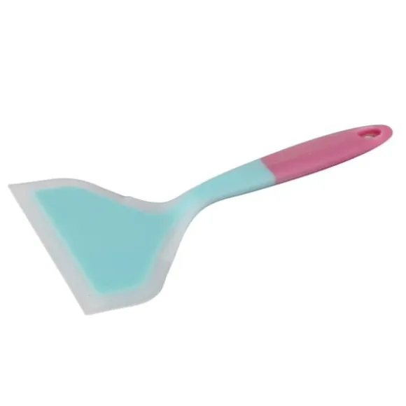Silikonspatel Nonstick NonSlip Silikon Matlagningsspatel för Tamagoyaki Pizza Biff (Himmelsblå Rosa Handtag)