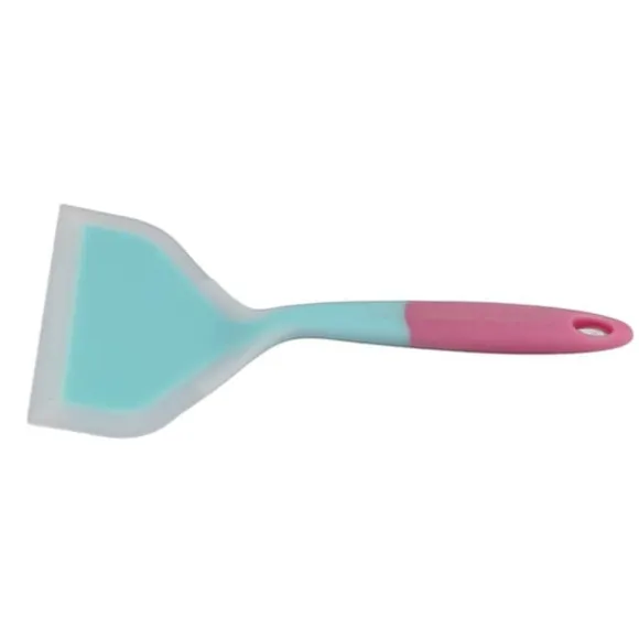 Silikonspatel Nonstick NonSlip Silikon Matlagningsspatel för Tamagoyaki Pizza Biff (Himmelsblå Rosa Handtag)