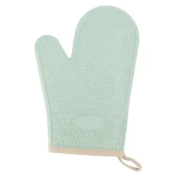 Silikonugnsvante Högtemperaturbeständig Vattentät Halksäker köksbakhandske med bomullsfodral Grön