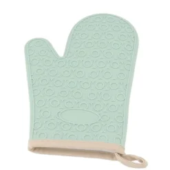 Silikonugnsvante Högtemperaturbeständig Vattentät Halksäker köksbakhandske med bomullsfodral Grön