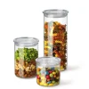 Simax - 6 - 185 Set med 3 runda burkar med lock med silikonförslutning för lufttät förslutning, glas