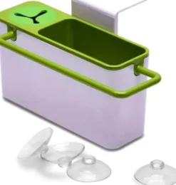 Självdränerande diskbänk, svamphållare och borsthållare, bestickavlopp Diskbänkshållare för diskställ med 4 gummipackningar, torktratt